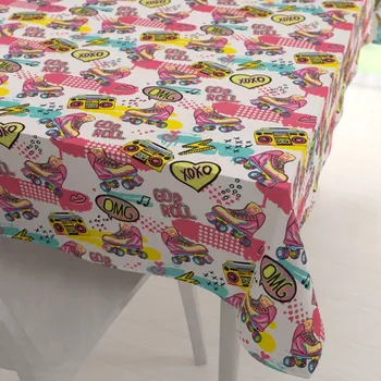 ubrus Dětský bavlněný obdélníkový ubrus Sandra SA-604 Růžový retro styl 50x100 cm