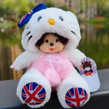 plyšák Panenka Monchhichi (mončičák) v kostýmu pohádkové postavy Varianta: Hello Kitty Británie - růžová