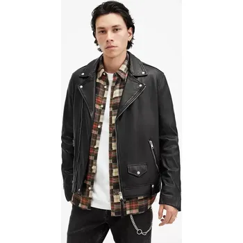 Pánská bunda Kožená bunda AllSaints MILO pánská, černá barva, přechodná, M062LB 99X, vel. M