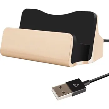 Nabíjecí stojánek pro Apple Lightning / Micro USB / USB-C zlatá 3