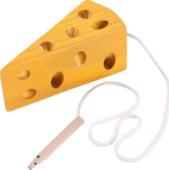 Dřevěná hračka Dřevěný sýr na provlékání