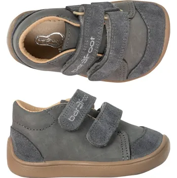 Chlapecké polobotky 3F Celoroční kožené boty bar3foot 2Be38/LT58-51 šedé, suchý zip, barefoot, hydrofobní velikost: 21