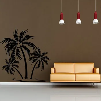 Samolepící dekorace Živá Zeď Samolepka na zeď Palmy na ostrůvku Barva: černá, Velikost: 60 x 61 cm