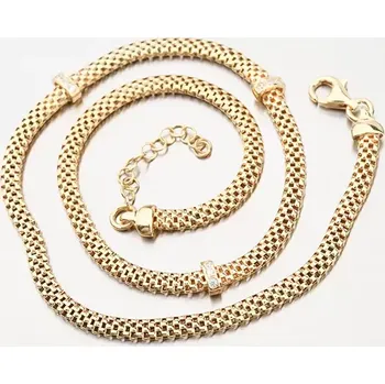 Náhrdelník Dámský náhrdelník stříbro 925 zlacený se zirkony N1300491-1264-SLX délka 45 cm