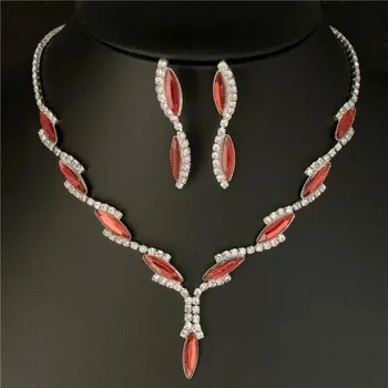 Svatební dekorace Svatební štrasový náhrdelník a náušnice pro ženy | svatební šperky, stříbrný set - 9