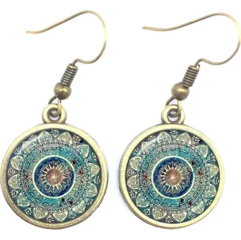 Náušnice Mandala náušnice skleněné se vzorem | zen šperky, dárkové náušnice - 6