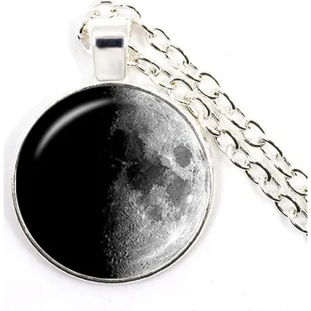 Náhrdelník Měsíční náhrdelník s úplňkem | měsíční šperk, přívěsek - Vosková čtvrť
