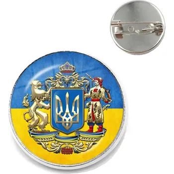 Brož Ukrajinský znak skleněná brož s klopovým špendlíkem | brož, odznak - 5 , 20 mm
