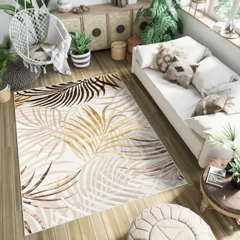 Koberec Moderní koberec Golden - listy 7 - krémový/zlatý Rozměr koberce: 140x200 cm