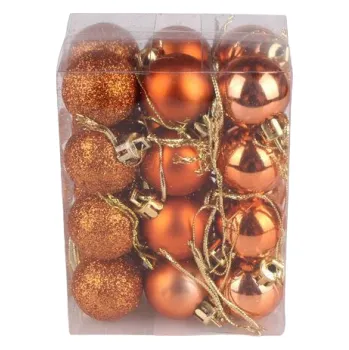 Vánoční dekorace Sada vánočních koulí 24 ks oranžová