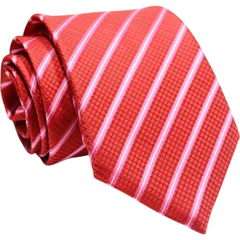 Červená proužkovaná pánská kravata 146 x 8 cm Elegantní kravata pro formální i každodenní nošení Stylový doplněk ke košili a obleku Pánská móda