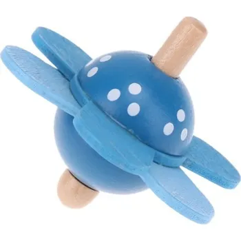 Dřevěná hračka Dřevěná káča s květinou modrá