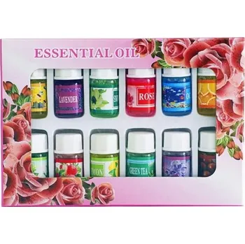 Sada esenciálních olejů 12×3 ml Přírodní vůně pro aromaterapii a osvěžovače vzduchu Levandule Růže Oceán Pomeranč Jasmín