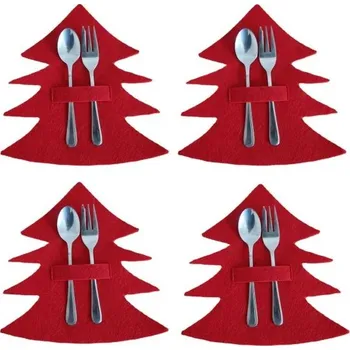Vánoce Vánoční pouzdro na příbory - strom 4 ks V128 červená
