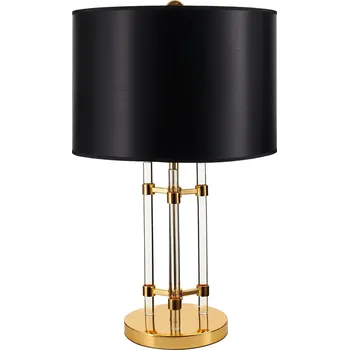 Lampička Luxusní noční lampička EXCLUSIVO černá a zlatá 65 cm do ložnice nebo obývacího pokoje s látkovým stínidlem