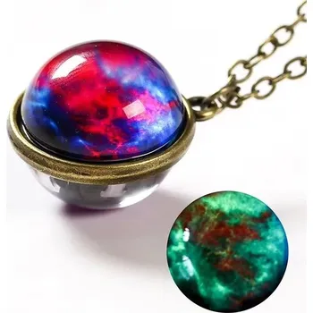 Náhrdelník Svítící galaktický náhrdelník s planetou a Měsícem | náhrdelník, přívěsek - 8