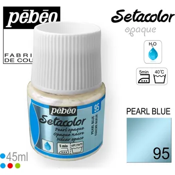Speciální výtvarná barva Barva na Textil SETACOLOR OPAQUE Pebeo. barva č. 95 PEARL BLUE. Balení 45ml.