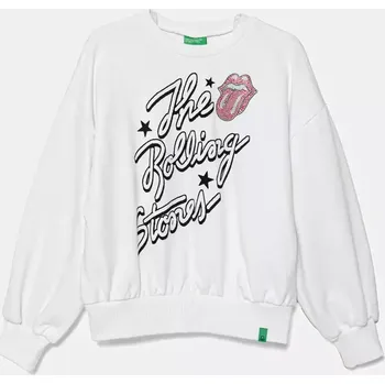 Chlapecká mikina Dětská bavlněná mikina United Colors of Benetton bílá barva, s aplikací, 3UNIC10NT 3UNIC10NT.G.Seasonal 00X, vel. 168