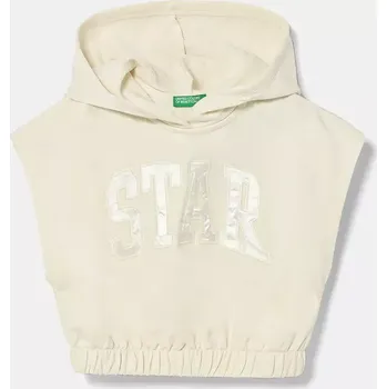 Pánská mikina Mikina United Colors of Benetton béžová barva, s kapucí, s aplikací, 32N4C204H 32N4C204H.G.Seasonal 01X, vel. 130