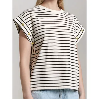 Dámská móda Sinsay - Bavlněné pruhované tričko - vícebarevná - 8794J-MLC - 8794J-MLC-M