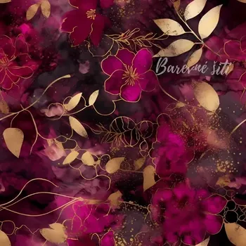 Silky, Purpurové zlaté květy (E)** (Lehká vzdušná šatovka)