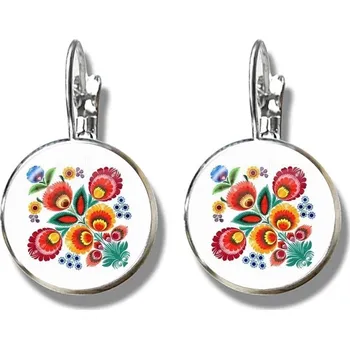 Náušnice Květinové lidové náušnice s folklorním motivem | dámské náušnice, moderní šperky - 3