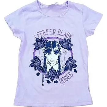 Dívčí tričko Wednesday Addams TRIČKO WEDNESDAY Prefer Black Roses (fialové) Velikost: 116