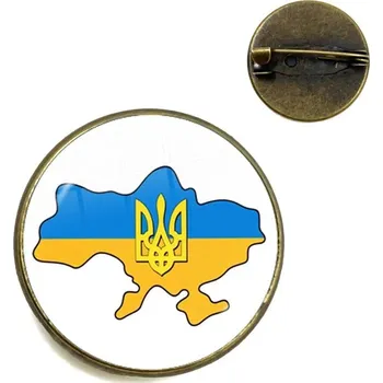 Brož Ukrajinský znak skleněná brož s klopovým špendlíkem | brož, odznak - 22 , 20 mm