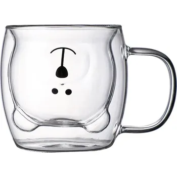 Dvojitý skleněný hrnek s uchem 250 ml | Skleněné nádobí - W , 201-300 ml