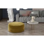 Kulatý taburet BREVIFOLIA, žlutá látka + vyzvednutí ZDARMA