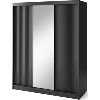 Šatní skříň Šatní skříň LOTIS III se zrcadlem, černá +možnost VÝNOSU + vyzvednutí ZDARMA
