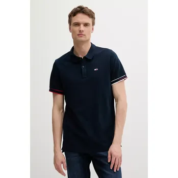 Pánské tričko Bavlněné polo tričko Tommy Jeans pánské, tmavomodrá barva, DM0DM21306 59X, vel. M