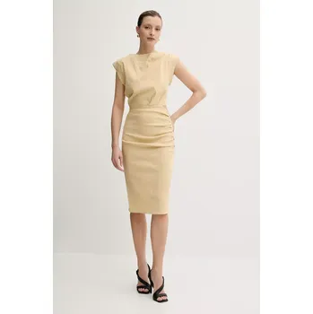 Dámské šaty Lněné šaty Pinko béžová barva, mini, 104955 A0IM 104955.A0IM 08X, vel. 34