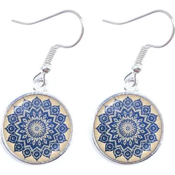 Náušnice Mandala náušnice skleněné se vzorem | zen šperky, dárkové náušnice - 13