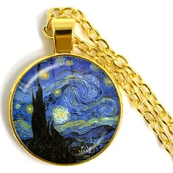 Náhrdelník Van gogh hvězdná noc náhrdelník | módní šperk, umělecký náhrdelník - 8