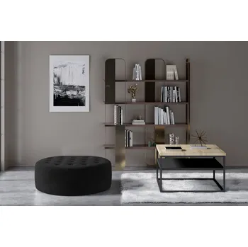 Taburet Kulatý taburet YKELI, černá látka + vyzvednutí ZDARMA