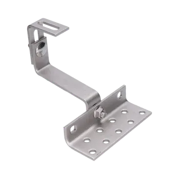 Střešní hák nastavitelný ve třech bodech, vhodný pro vlnité krytiny (betonové nebo pálené tašky). Nerez A2.