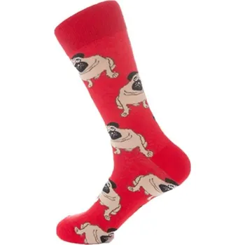 Pánské ponožky Pánské dlouhé ponožky s potiskem psů červená