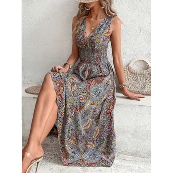 Dámské šaty Letní dlouhé boho šaty červená M