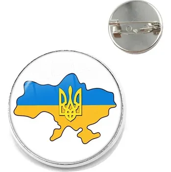 Brož Ukrajinský znak skleněná brož s klopovým špendlíkem | brož, odznak - 21 , 20 mm