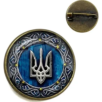 Brož Ukrajinský znak skleněná brož s klopovým špendlíkem | brož, odznak - 2 , 25 mm