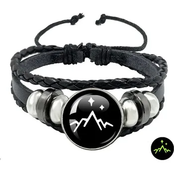 Náramek Měsíc/slunce náramek pro páry vintage styl | vícevrstvý náramek, kožený náramek - 9