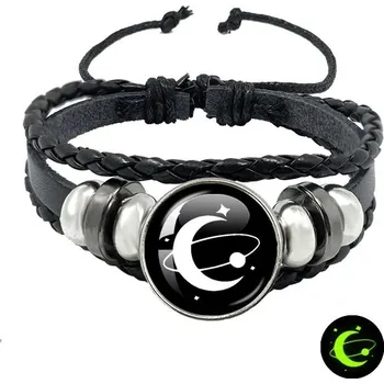 Náramek Měsíc/slunce náramek pro páry vintage styl | vícevrstvý náramek, kožený náramek - 27