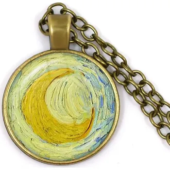 Náhrdelník Van gogh hvězdná noc náhrdelník | módní šperk, umělecký náhrdelník - 15