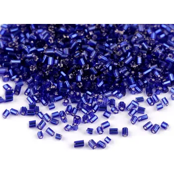 Dětské navlékací korálky Rokajl sekaný 12/0 - 1,8 mm s průtahem, malé, 28 modrá královská