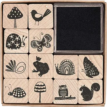 Dětské razítko Rico Design GmbH & Co.KG V lese - gumová razítka na dřevě sada (13ks)