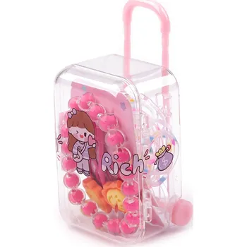 Ozdoba do vlasů Dětský náramek, pukačky a gumičky v boxu kufr, barva 3 pink slunce