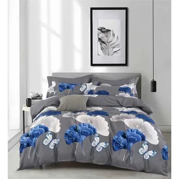 Povlečení Bavlissimo Povlečení 140X200+70X90 šedé s listy a motýly