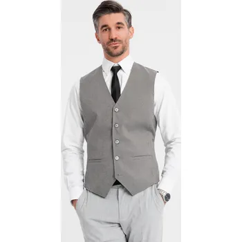 Pánská vesta Pánská žakárová vesta bez klop - šedá V2 OM-BLZV-0111 - XXL