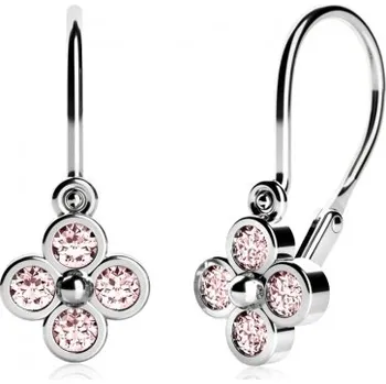 Náušnice Couple, Decentní dětské náušnice Alia, bílé zlato a růžové zirkony, 585-53-3-1088.1B00.0.00.008.14